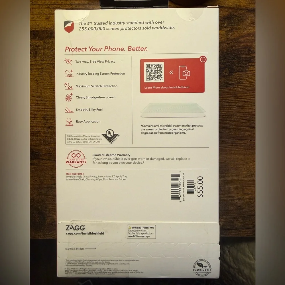 ZAGG InvisibleShield Glass Privacy Screen Protector - Black